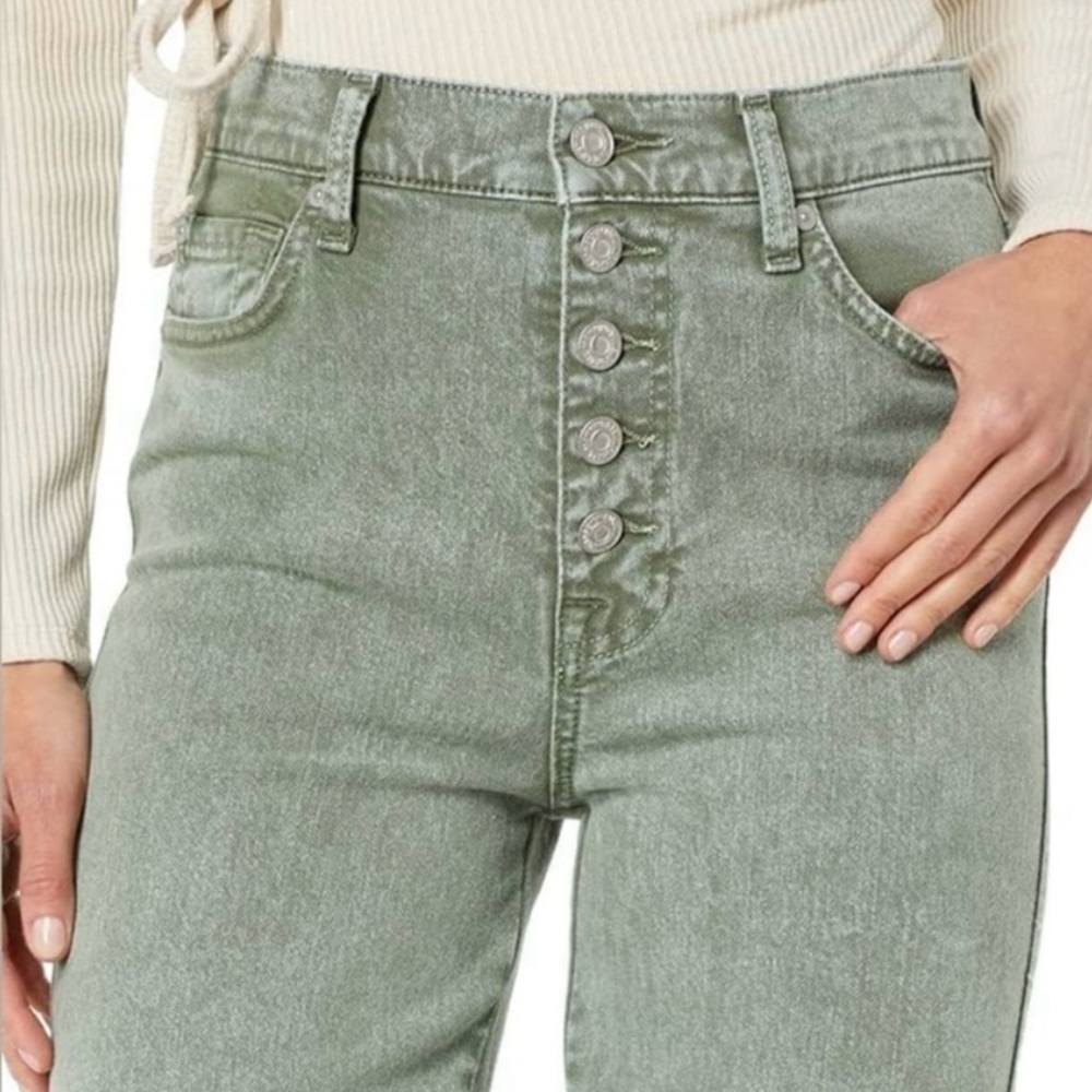7 For All Mankind Straight Button-Fly Crop Jeans - Picture 3 of 10
